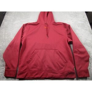 Under Armour Sweater Mens‎ Large Red Fleece Hoodie Pullover Loose Fit